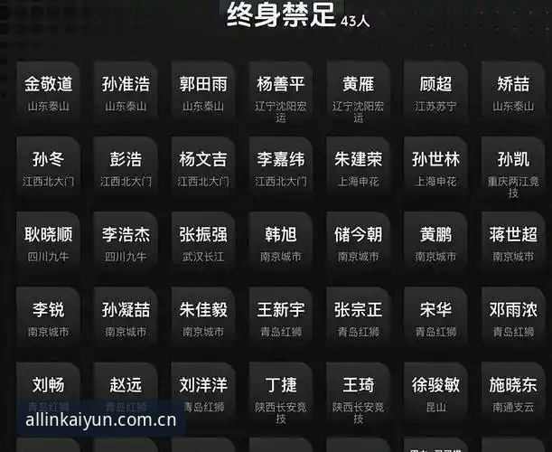 中国足球禁足名单深度分析：云开平台带你直击足坛反腐风暴全貌